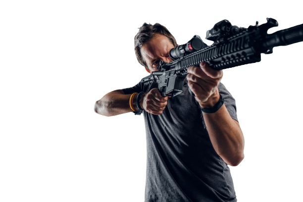 Man aiming with rifle